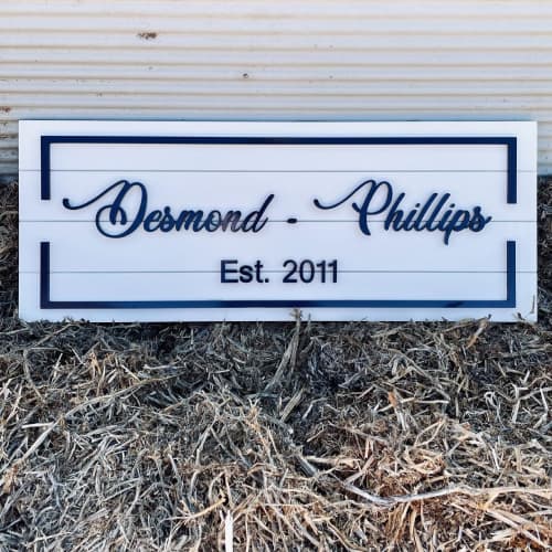 Family Est. Custom Sign | Signage by Girl In Her Shed. Item made of wood with synthetic