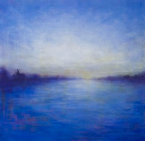 Blue September | Oil And Acrylic Painting in Paintings by Victoria Veedell. Item composed of canvas & synthetic