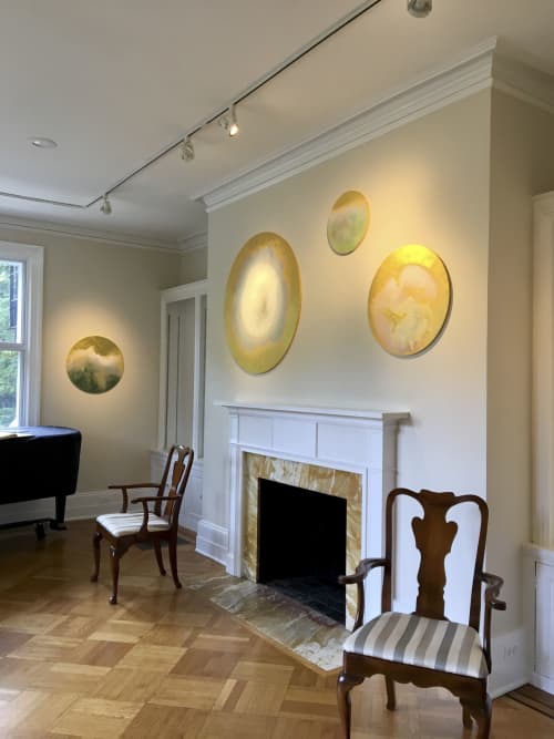 Annunciation | Oil And Acrylic Painting in Paintings by Karen Fitzgerald / FitzgeraldArt | Reeves-Reed Arboretum in Summit. Item made of canvas with metal works with contemporary & asian style