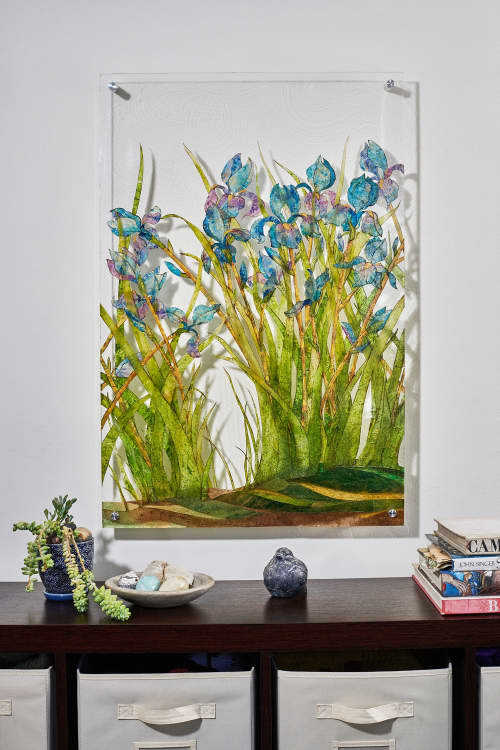 Wild Irises | Mixed Media by Karen Sikie,  Paper Mosaic Studio. Item composed of paper & synthetic