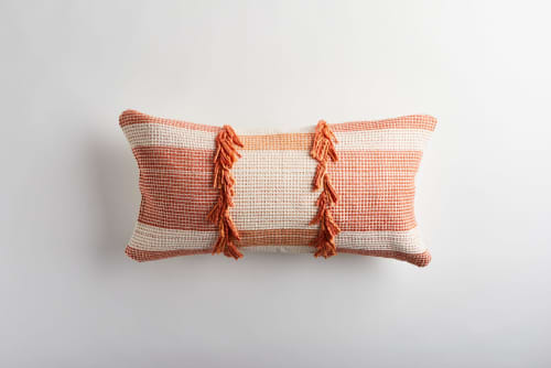 Tolima Lumbar Terracotta & Sage Green Pillow Case | Cushion in Pillows by ZUAHAZA | Finca San Felipe in La Calera. Item made of cotton & fiber compatible with boho style