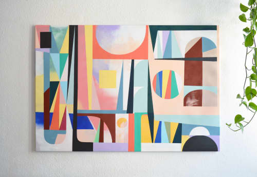 "Patchwork 02" Original painting on canvas 90x130cm | Oil And Acrylic Painting in Paintings by Jilli Darling. Item made of canvas & synthetic