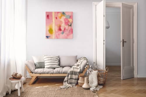 Play #3 — Contemporary Abstract Pink Oil Painting on Canvas | Oil And Acrylic Painting in Paintings by Vincent Salvati – Contemporary Abstract Painter | NJ`. Item made of canvas works with contemporary & modern style