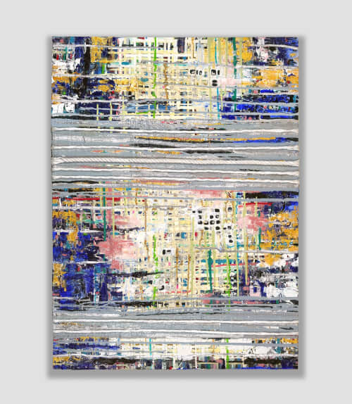 Stitched Earth | Oil And Acrylic Painting in Paintings by Kari Souders. Item composed of wood and canvas in boho or contemporary style