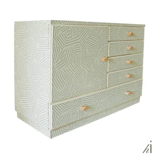 Sahara Rhythm | Chest in Storage by Habitat Improver - Furniture Restyle and Applied Arts. Item made of wood with paper works with contemporary & eclectic & maximalism style