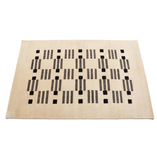 Vraj Black And White Handwoven New Zealand Merino Plush Rug | Area Rug in Rugs by Studio Variously. Item compatible with contemporary and modern style