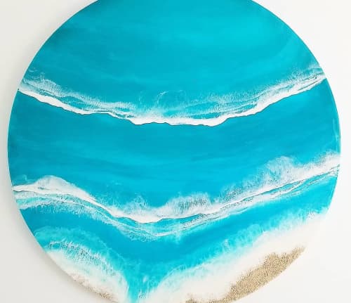 Vamos a la Playa | Oil And Acrylic Painting in Paintings by Rebecca Brianceau. Item made of canvas