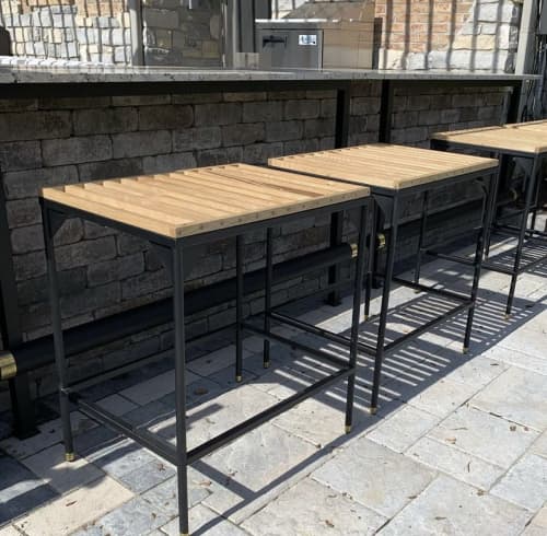 Outdoor Stool | Patio Stool | Chairs by TRH Furniture. Item made of oak wood with brass