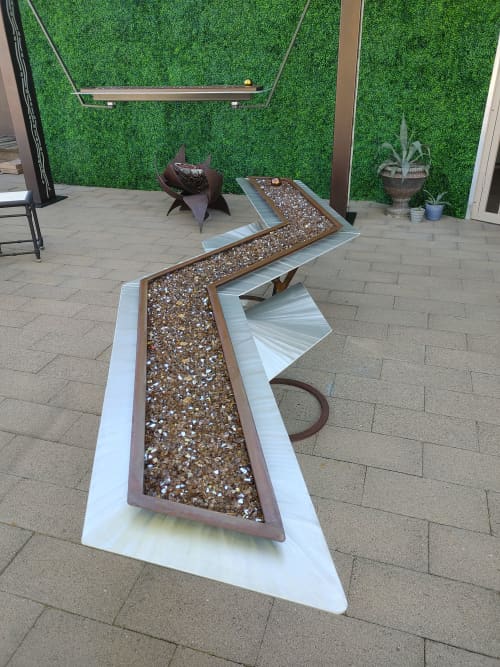 "Zig Zag" | Coffee Table in Tables by Brian Schader. Item composed of bronze and glass in contemporary or industrial style