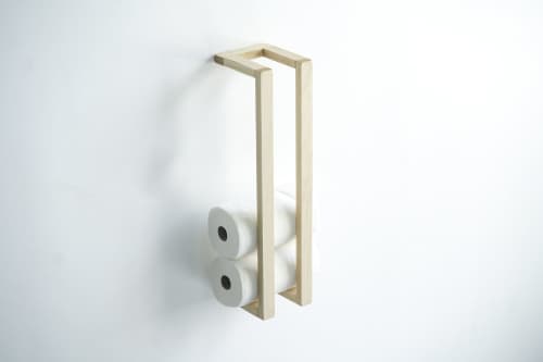 Hardwood Paper Towel Wall Rack Holder | Storage by THE IRON ROOTS DESIGNS. Item made of maple wood