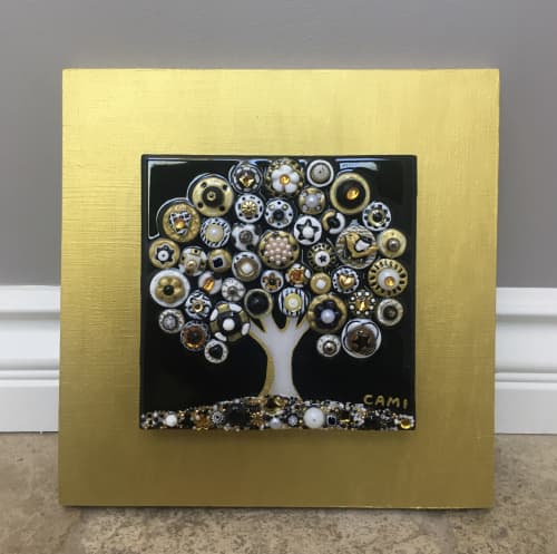 "Outlined in Gold" - 10x10" | Mixed Media by Cami Levin | Southwestern Expressions in Park City. Item composed of synthetic