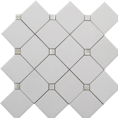 White Marble and Pearl Diamond Tile | Tiles by Tile Club. Item composed of marble