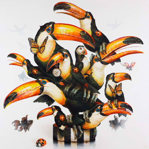 "Try To Fit In" | Oil And Acrylic Painting in Paintings by Greg "CRAOLA" Simkins. Item made of canvas