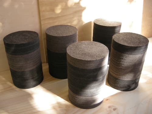 Industrial Felt Tables/Stools | Chairs by Jason Lees Design. Item composed of wood