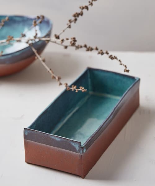 Blue Ceramic Baking Dish | Pan in Cookware by ShellyClayspot. Item composed of ceramic