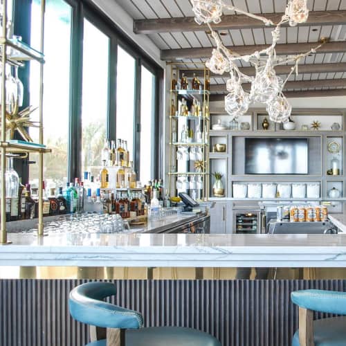 Collector's Shelving System Back Bar | Storage by Amuneal. Item composed of brass & glass