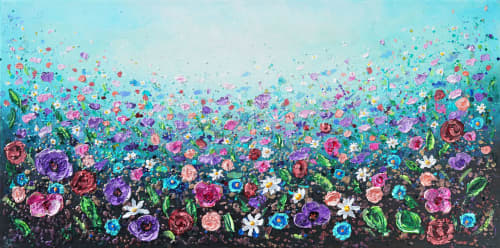 Flourishing Floral | Oil And Acrylic Painting in Paintings by DaggArt. Item made of canvas with synthetic