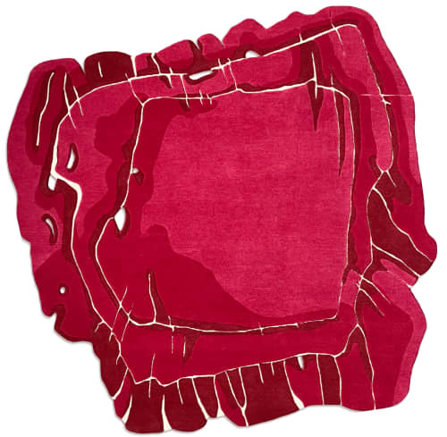 Rg Magenta Modern Irregular Unusual Abstract Shape | Small Rug in Rugs by Atelier Tapis Rouge. Item composed of wool compatible with contemporary and modern style