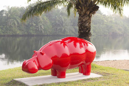 Hippo - Sculpture Hippo outdoor for The Royal Senchi Ghana | Public Art by Ninon Art | The Royal Senchi Resort/Hotel in Akosombo