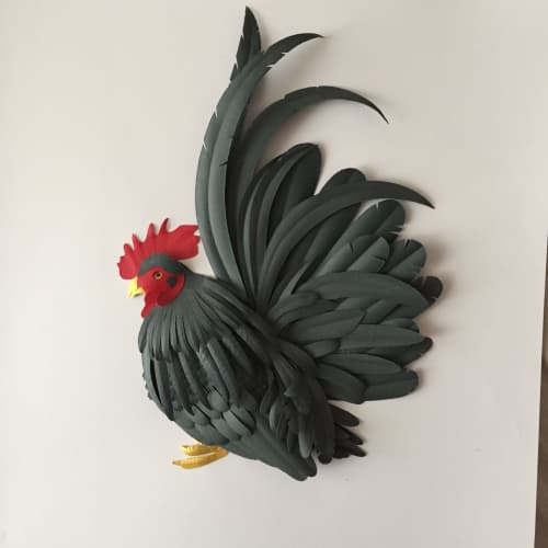 Gray rooster | Decorative Objects by carlo urgese. Item composed of paper compatible with japandi and modern style