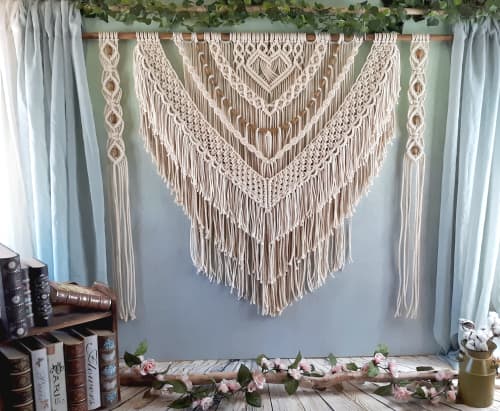 Macrame Wall Hanging Headboard for Home Decor, Custom Colors | Wall Hangings by Desert Indulgence. Item composed of fiber in boho style