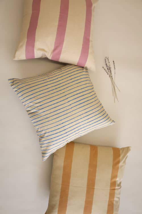 Oh Stripes ! Rose Pillow | Cushion in Pillows by Ninéh. Item made of cotton