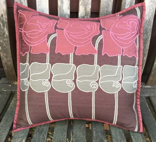 Ode to Mackintosh | Pillow in Pillows by APPLIQUE ARTISTRY. Item made of fabric works with boho style