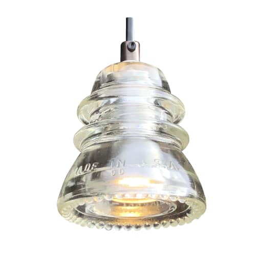 Insulator Light Pendant | Pendants by RailroadWare Lighting Hardware & Gifts | KEEN Garage in Portland. Item made of glass works with country & farmhouse & eclectic & maximalism style