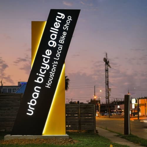 Pylon Signage by Aria Signs at Urban Bicycle Gallery Houston’s Local