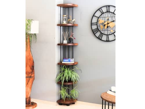 Solid Wood Corner Bookshelf , Minimalist Corner Bookcase | Book Case in Storage by OzzWoodArt