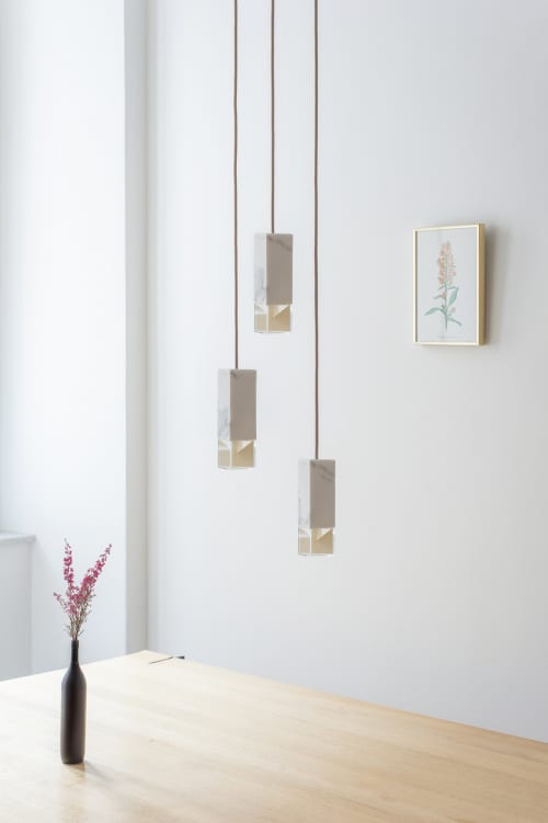 Lamp/One Marble Trio Chandelier | Chandeliers by Formaminima. Item made of marble with glass works with contemporary style