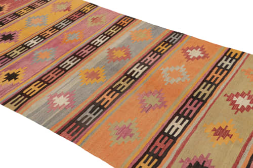 Vintage Orange and Purple Multicolor Wool Kilim Rug 12811 | Area Rug in Rugs by Rug and Kilim