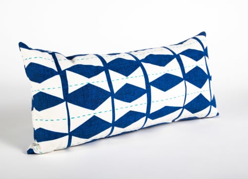 Blue Diamond Lumbar Pillow | Pillows by Parallel. Item made of cotton