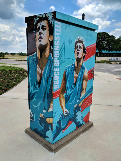 Bruce Springsteen Signal Box Mural | Street Murals by Jessie Paige Dawson. Item made of synthetic compatible with contemporary and urban style