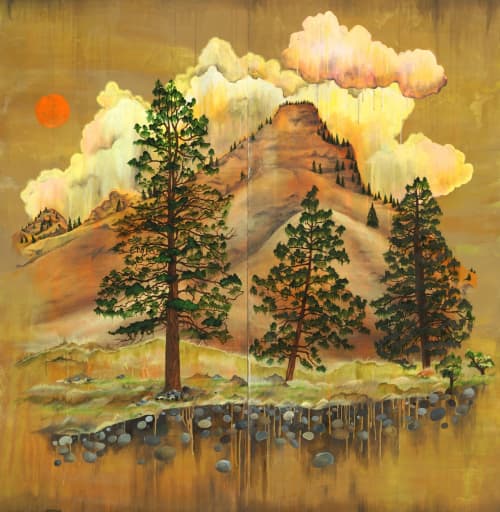 Earth Mountain | Oil And Acrylic Painting in Paintings by Sarah Stivers. Item composed of canvas and synthetic in boho style