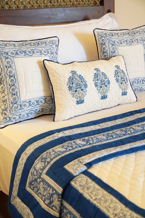 Indigo Statement Single Quilt | Linens & Bedding by Jaipur Bloc House. Item composed of cotton