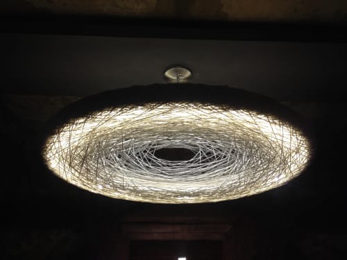 IRIDE Ceiling Light Sculpture | Flush Mounts by RUBERTELLI DESIGN. Item made of cotton with fiber