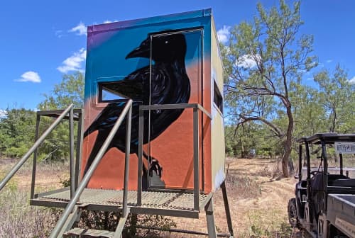 Old Crow Box Blind Mural | Street Murals by Sam Soper — Mural Art & Illustration. Item made of synthetic