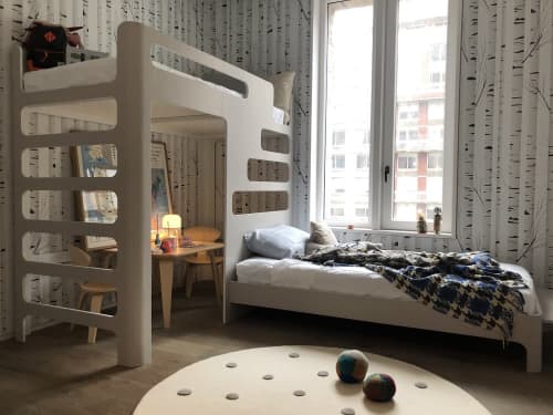 Kid's bunk bed with play area | Beds & Accessories by Makingworks. Item composed of wood