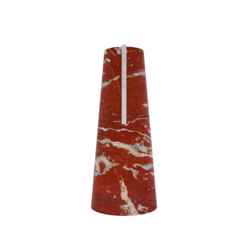 "Elara" Flower vase in Red marble and White Carrara | Vases & Vessels by Carcino Design. Item composed of marble compatible with minimalism and contemporary style