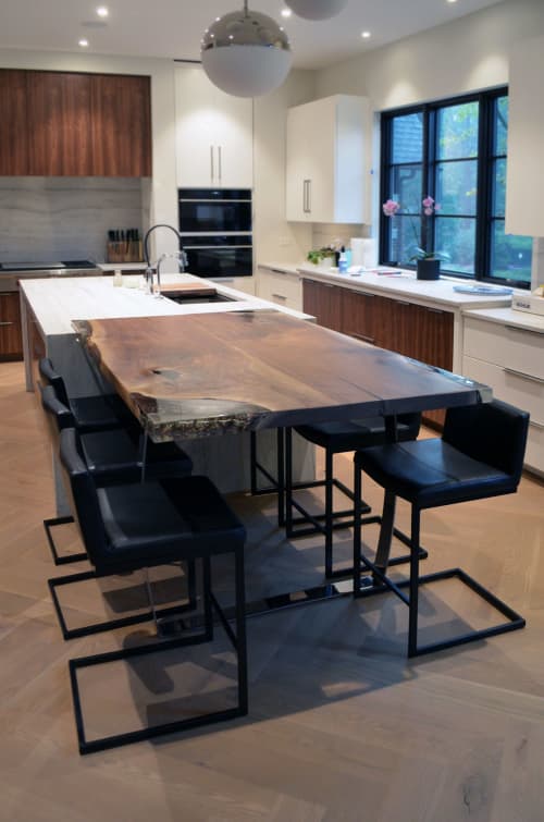 Walnut with epoxy inlay table | Dining Table in Tables by Abodeacious. Item made of walnut with steel works with contemporary & industrial style