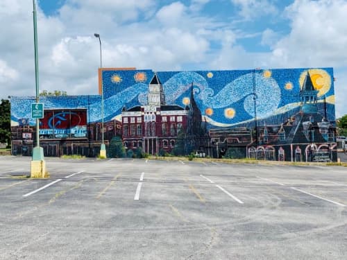 Clarksville's Starry Night | Street Murals by Drafts by Ola. Item composed of synthetic