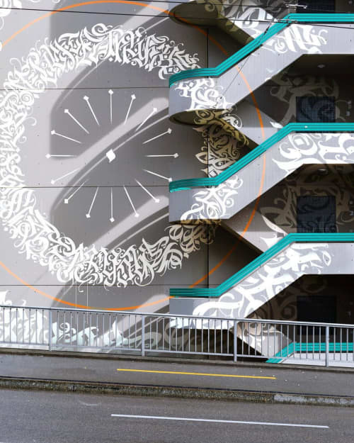 Calligram Concept Mural | Street Murals by Leo Shallat. Item made of synthetic