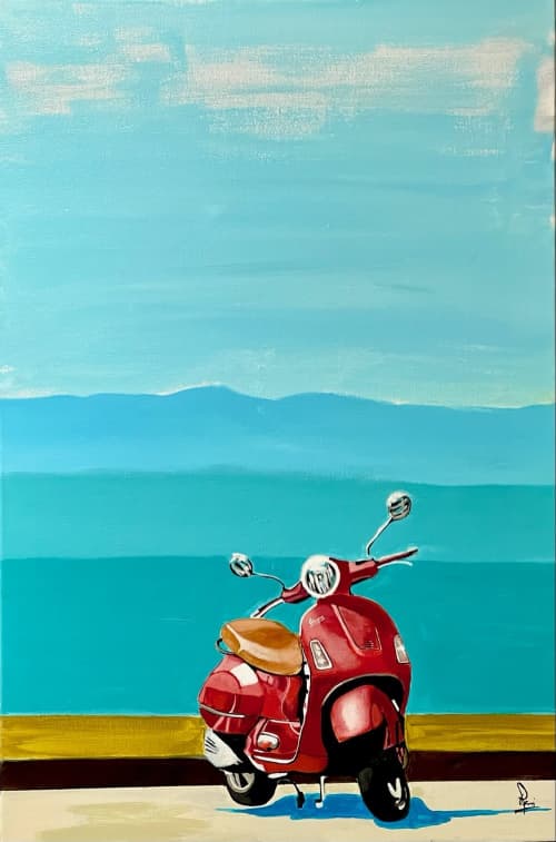 Sunday in August | Oil And Acrylic Painting in Paintings by Ravi Raman - RTunes68. Item made of canvas works with boho & mid century modern style