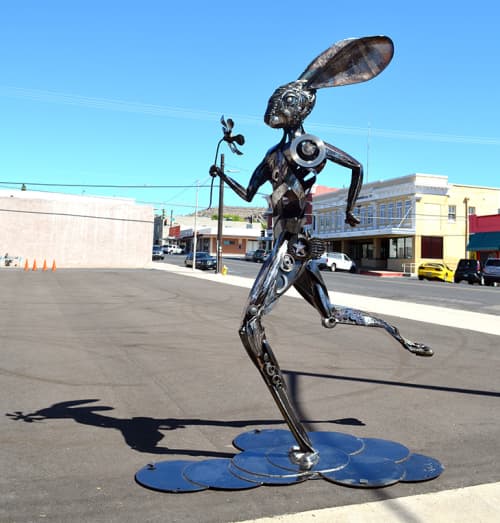 Running Hare | Public Sculptures by Donald Gialanella. Item composed of steel