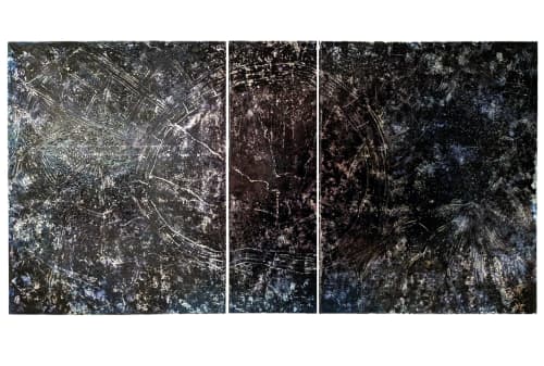 Fortifications A.V.B.M. 1.0 (Aerial View Blue Midnight) 2019 | Oil And Acrylic Painting in Paintings by Garry Grant Studio | Garry Grant Studio in New York. Item composed of canvas & synthetic