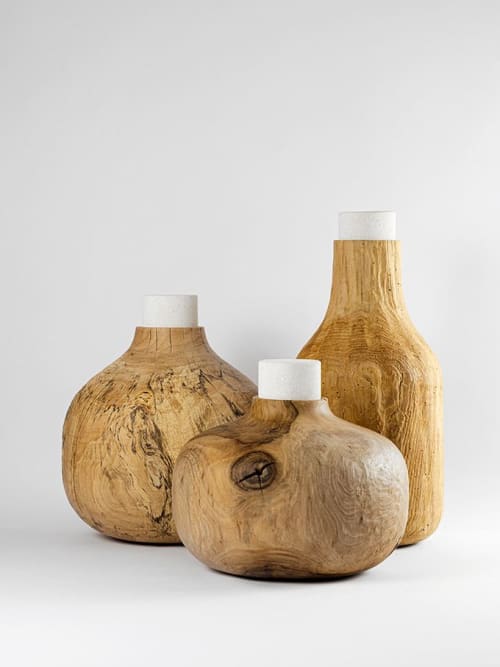 Nesto - medio | Vase in Vases & Vessels by gumdesign. Item made of walnut with marble works with modern style