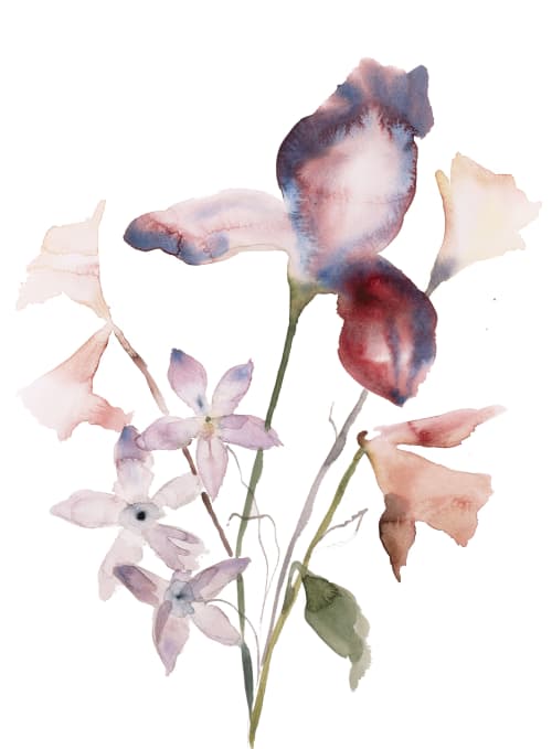 Floral No. 10 : Original Watercolor Painting | Paintings by Elizabeth Becker. Item made of paper works with minimalism & contemporary style