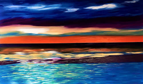 Gulf Coast Sunset_TT Commission | Oil And Acrylic Painting in Paintings by Dutch Montana Art. Item made of canvas