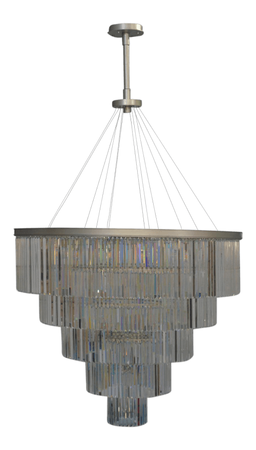 60” wide by 50” Height 5 tier crystal chandelier | Chandeliers by Custom Lighting by Prestige Chandelier. Item made of steel with glass
